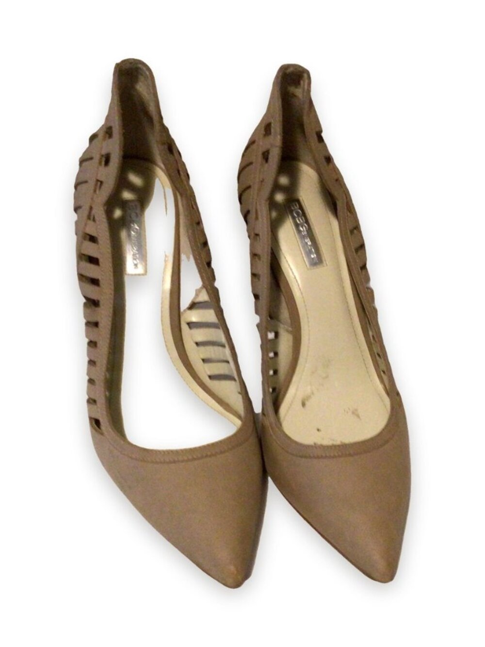 BCBGeneration Taupe Laser Cut Pointed Toe Pumps Size 9
